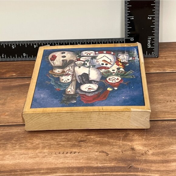 Vintage Jamie Carter Snowman Collection 90185 Wood Mounted Rubber STAMPS HAPPEN - Picture 3 of 8